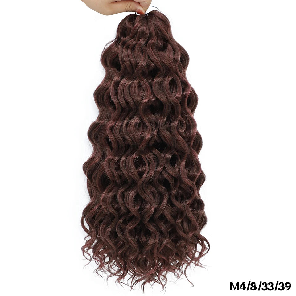 Extension Tresses Hawaii Curly Ocean Wave - Mèches Crochet Synthétiques Afro Bouclées Ombré Rose Water Wave