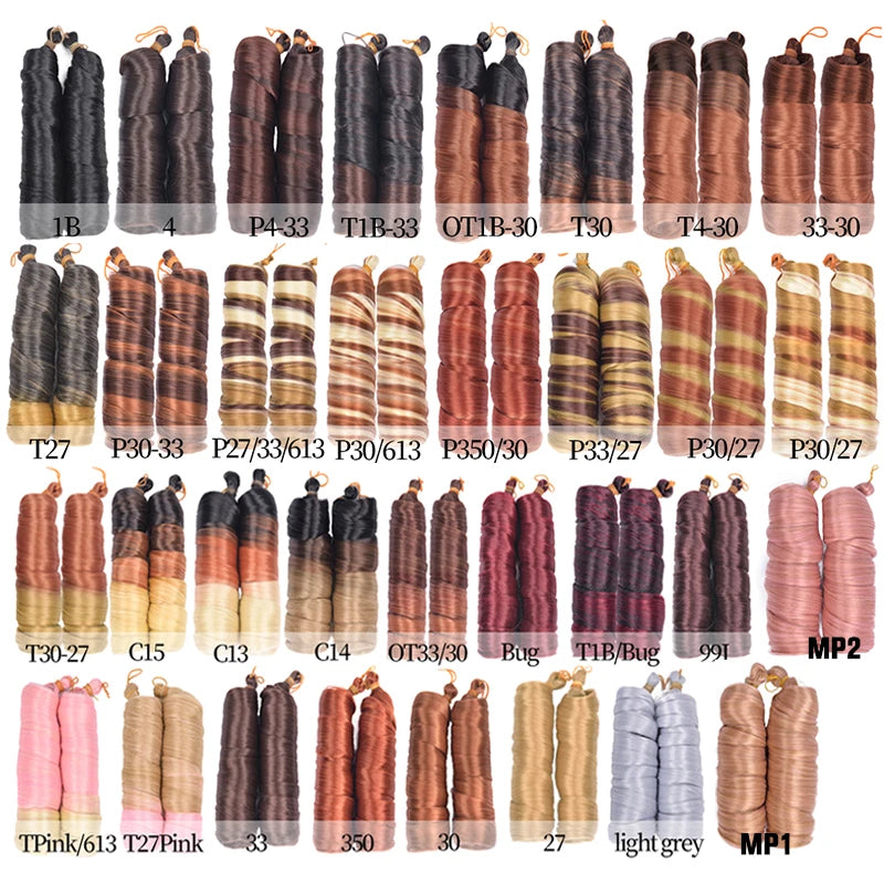 Extension Tresses French Curls Pré-Étirées - Mèches Synthétiques Loose Wave Spiral Curl Haute Température Ombré