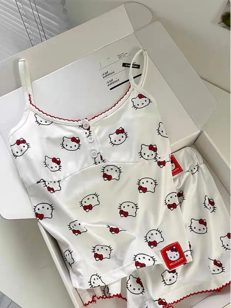Pyjama Hello Kitty Sanrio Femme - Débardeur Short Sexy Sweet Student Nightwear