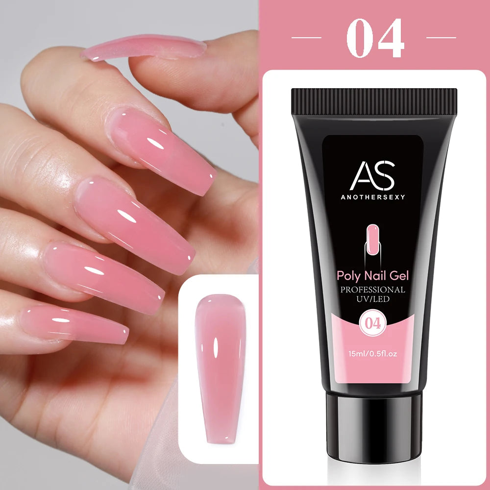 Gel Extension Ongles 15ml Poly Gel Acrylique UV LED Construction Rapide Modèle Cristal Sans Douleur Vernis Colle