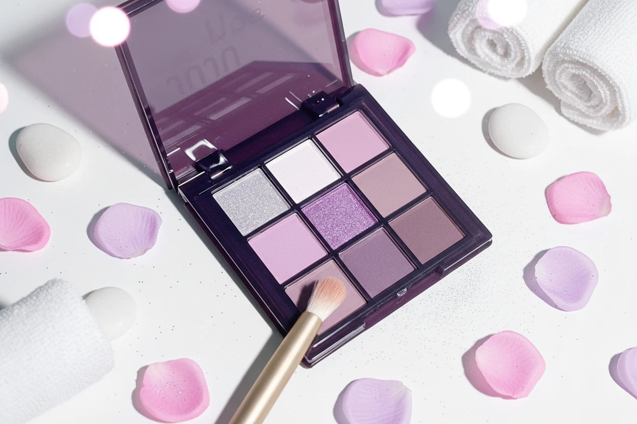 Palette Fard à Paupières Violet 9 Couleurs Haute Pigmentation Mat Shimmer Violet Marron Argent Neutrals Longue Tenue Smoky