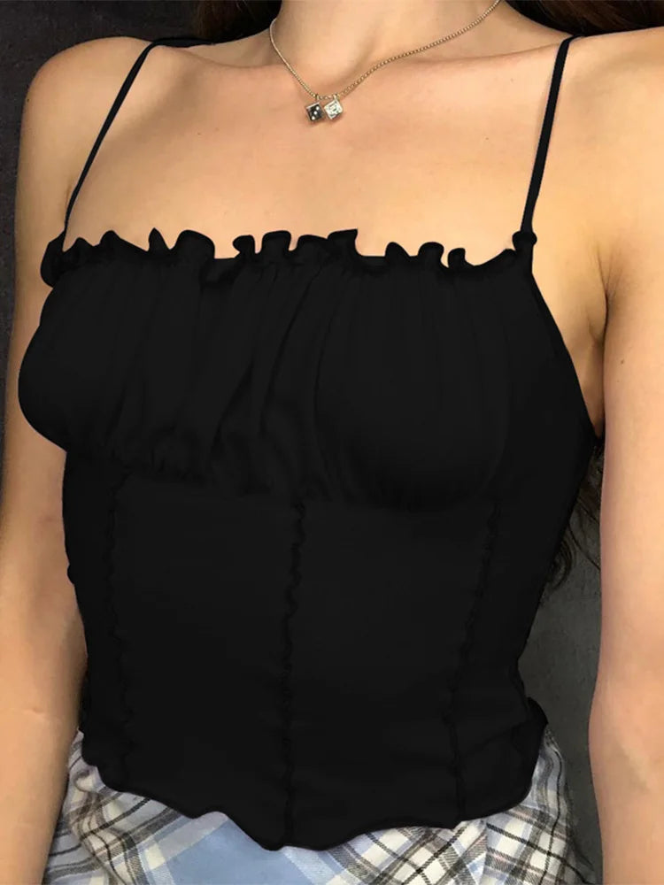 Top Crop Volants Femme Été Sexy