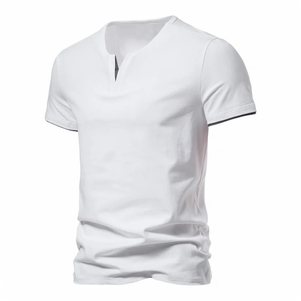 T-Shirt Homme Henley Col V - Fitness Sport Respirant Été