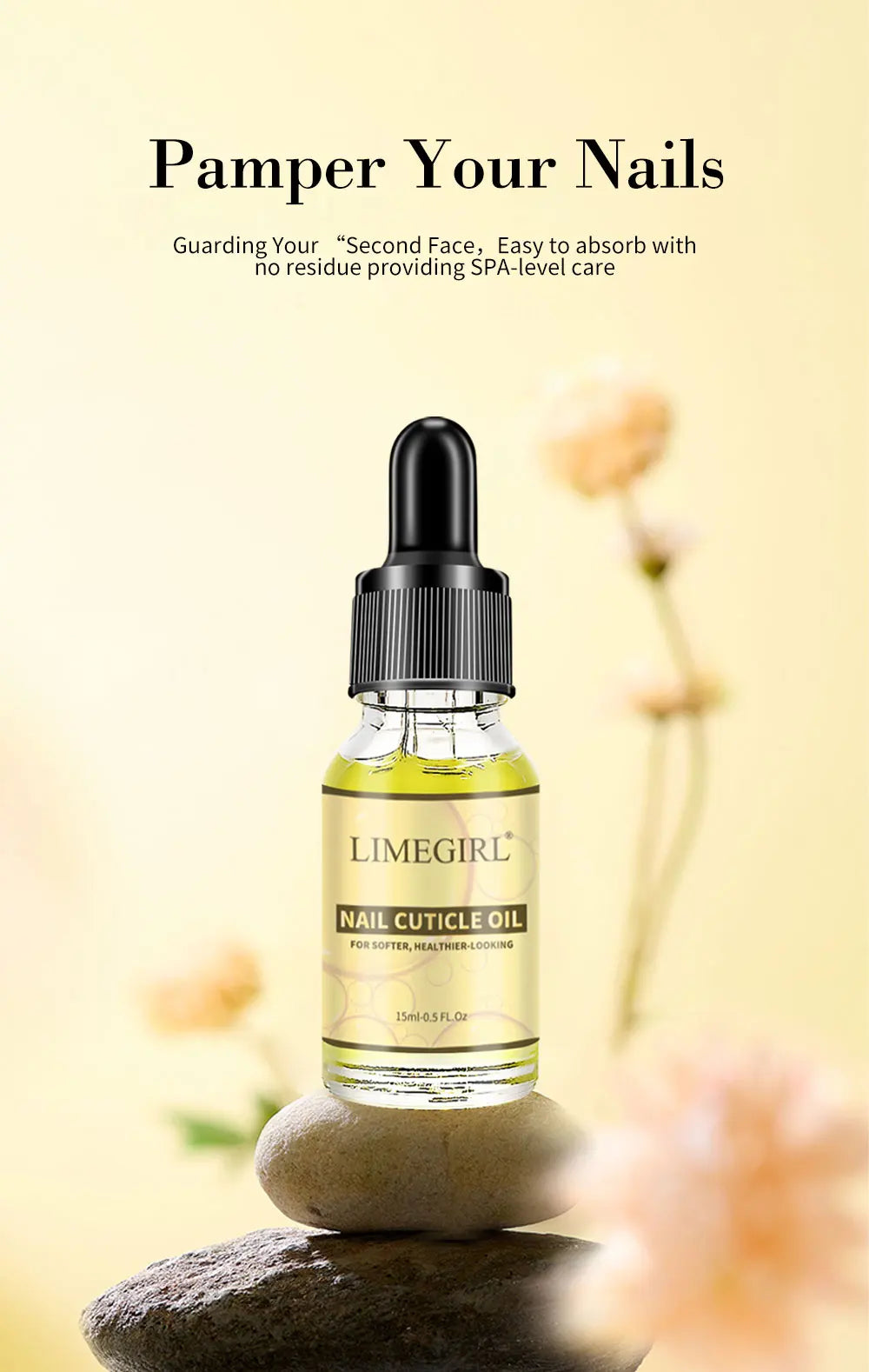 LIMEGIRL Huile Nourrissante Ongles Cuticules 15ml - Répare Ongles Abîmés Hydratante Fortifiante Illuminatrice Soin Manucure