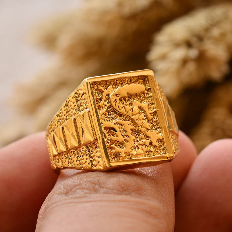 Bague Homme Couleur Or - Style Dubai Moyen-Orient