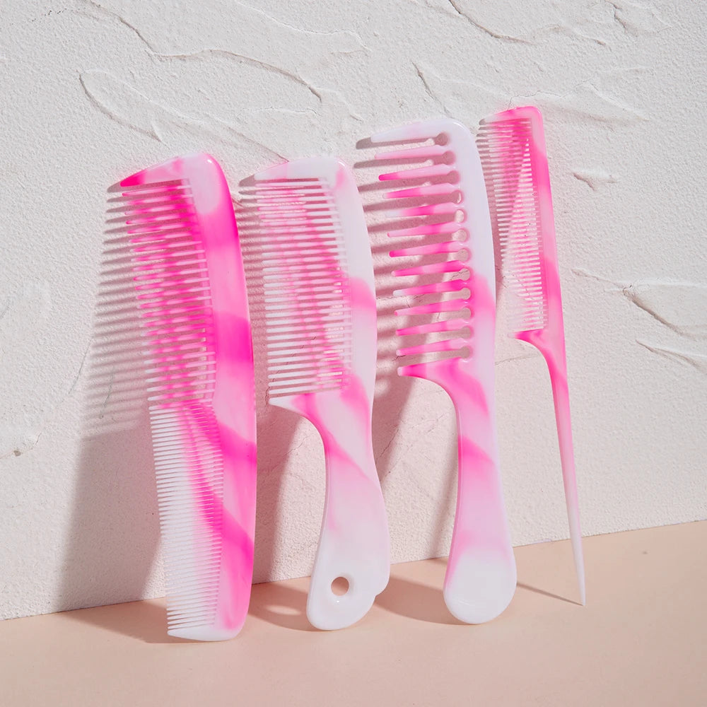 Set 4 Peignes Cheveux Couleur Bonbon - Peigne Large Dents Fines Queue Souris Double Tête | Multifonction