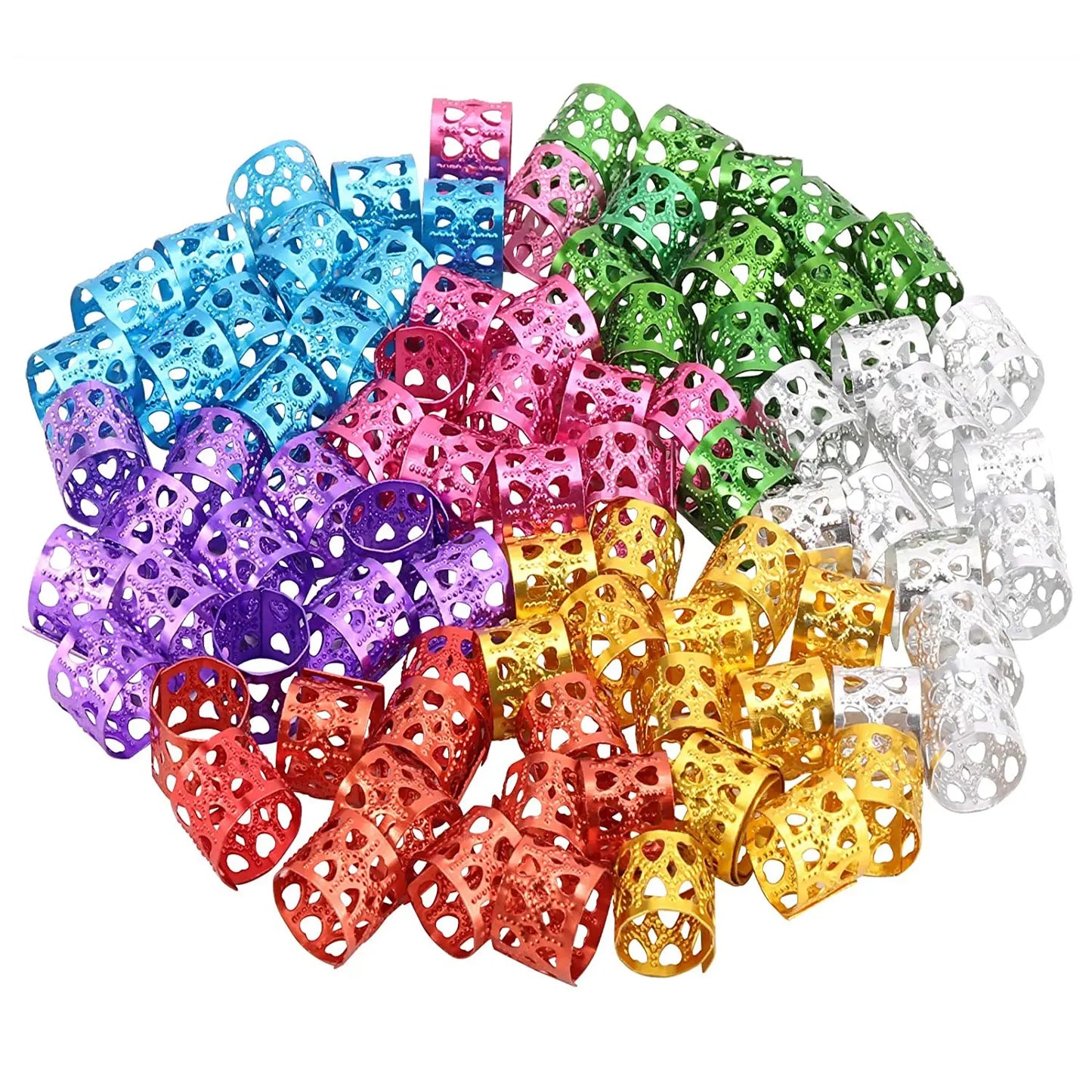 Anneaux Clips Dreadlocks Or Argent Multicolore - Perles Tresses Ajustables Bijoux Cheveux Ornements Accessoires Coiffure