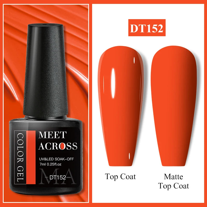 Vernis Gel Base Caoutchouc MEET ACROSS 7ml - Thermochrome Paillettes Gradient UV Manucure Longue Tenue