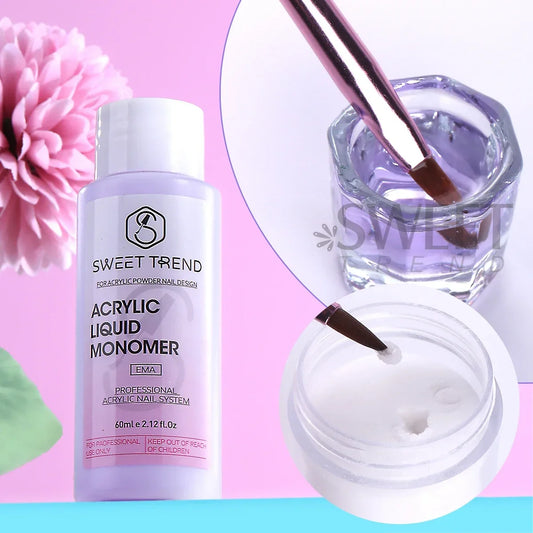 Liquide Monomère Acrylique 60ml Ongles - Hypoallergénique Faible Odeur Outil Extension Liquide Cristal Professionnel Salon Manucure