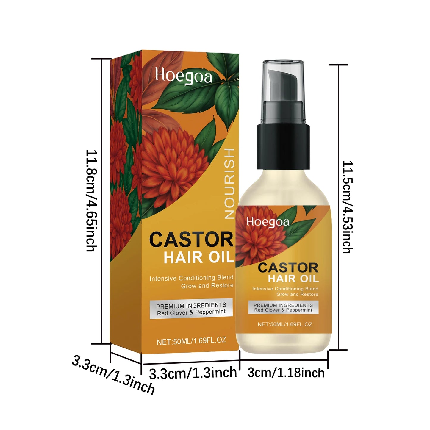 Huile Essentielle Ricin Dense 50ml - Anti-Chute Réparation Cheveux Soin Nourrissant