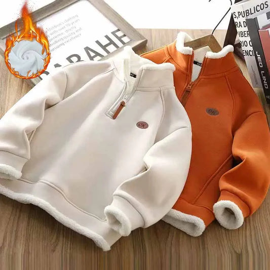 Sweat-shirt Enfant en Laine d'Agneau - Pull Polaire Chaud Épais - Automne Hiver