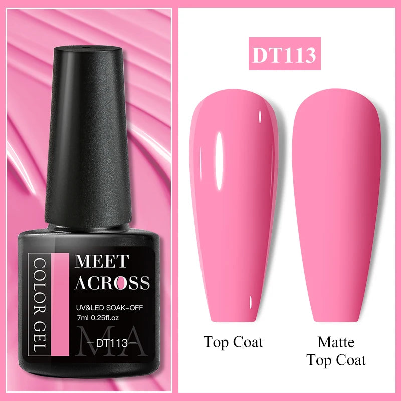 Vernis Gel Base Caoutchouc MEET ACROSS 7ml - Thermochrome Paillettes Gradient UV Manucure Longue Tenue