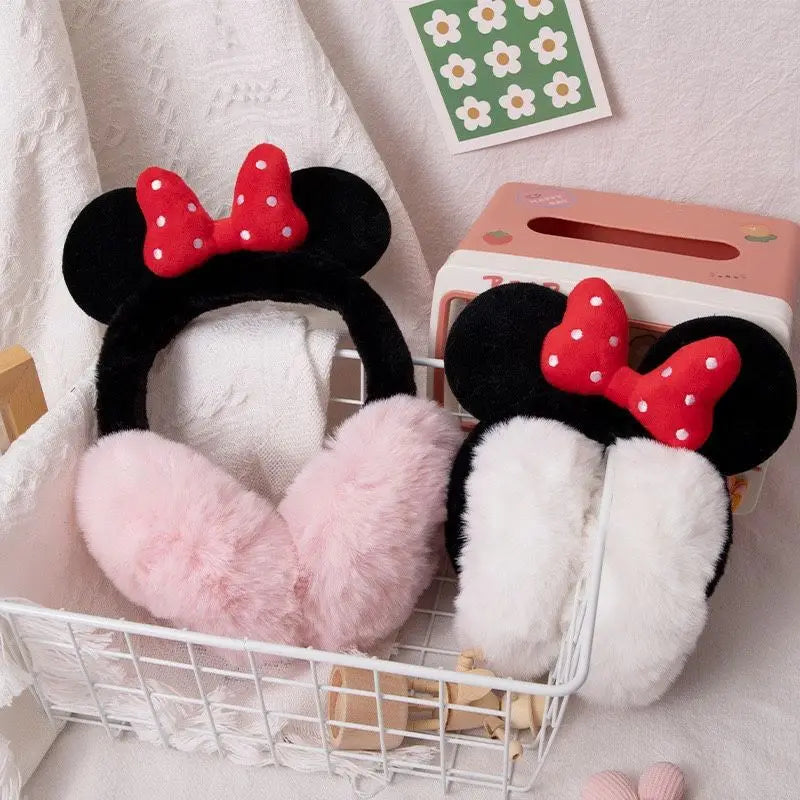 Cache-Oreilles Enfant Hiver Mickey Minnie Kawaii - Peluche Doux Nœud Chaud Coupe-Vent Cartoon Fashion Cadeau