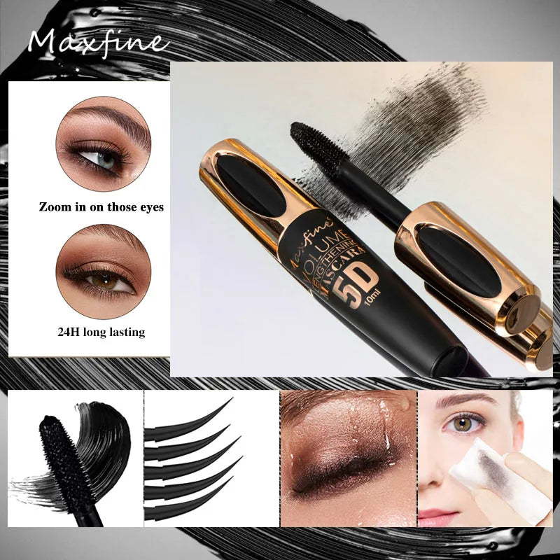 Mascara 5D Soie Regard Intense - Waterproof Volumateur Allongeant Noir Intense Longue Tenue Anti-Paquets