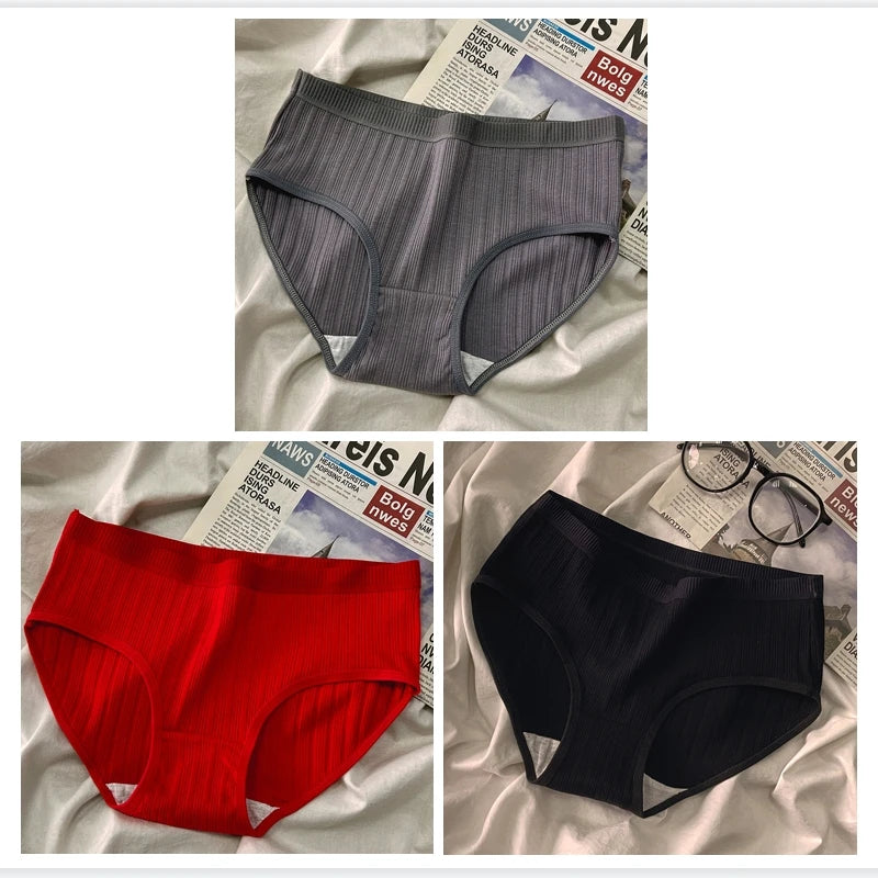 Lot 3 Culottes Coton Femme - Slips Couleur Unie Doux Confortables | Lingerie Sexy Intimates