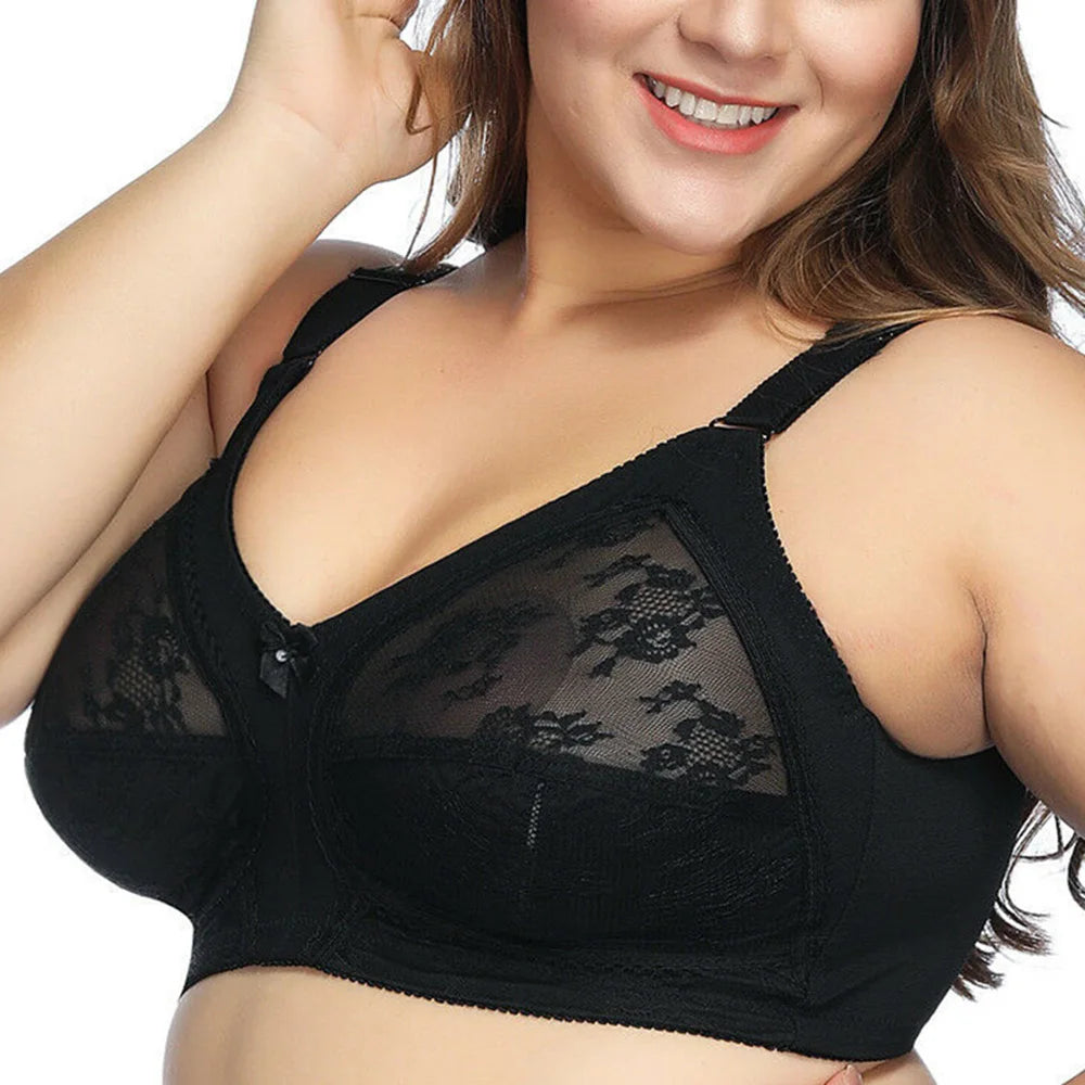 Soutien-Gorge Grande Taille Femme - Lingerie Dentelle Chiffon Sans Armature | Bralette Sexy Translucide