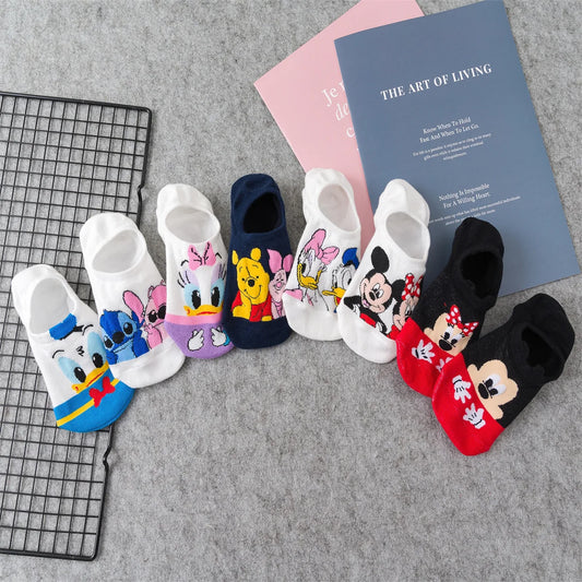 Chaussettes Disney Mickey Minnie Daisy - Socquettes Coton Cartoon Adulte Ado