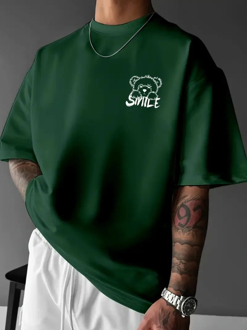 T-Shirt Homme Imprimé Ours 3D - Streetwear Respirant Doux pour l'Été