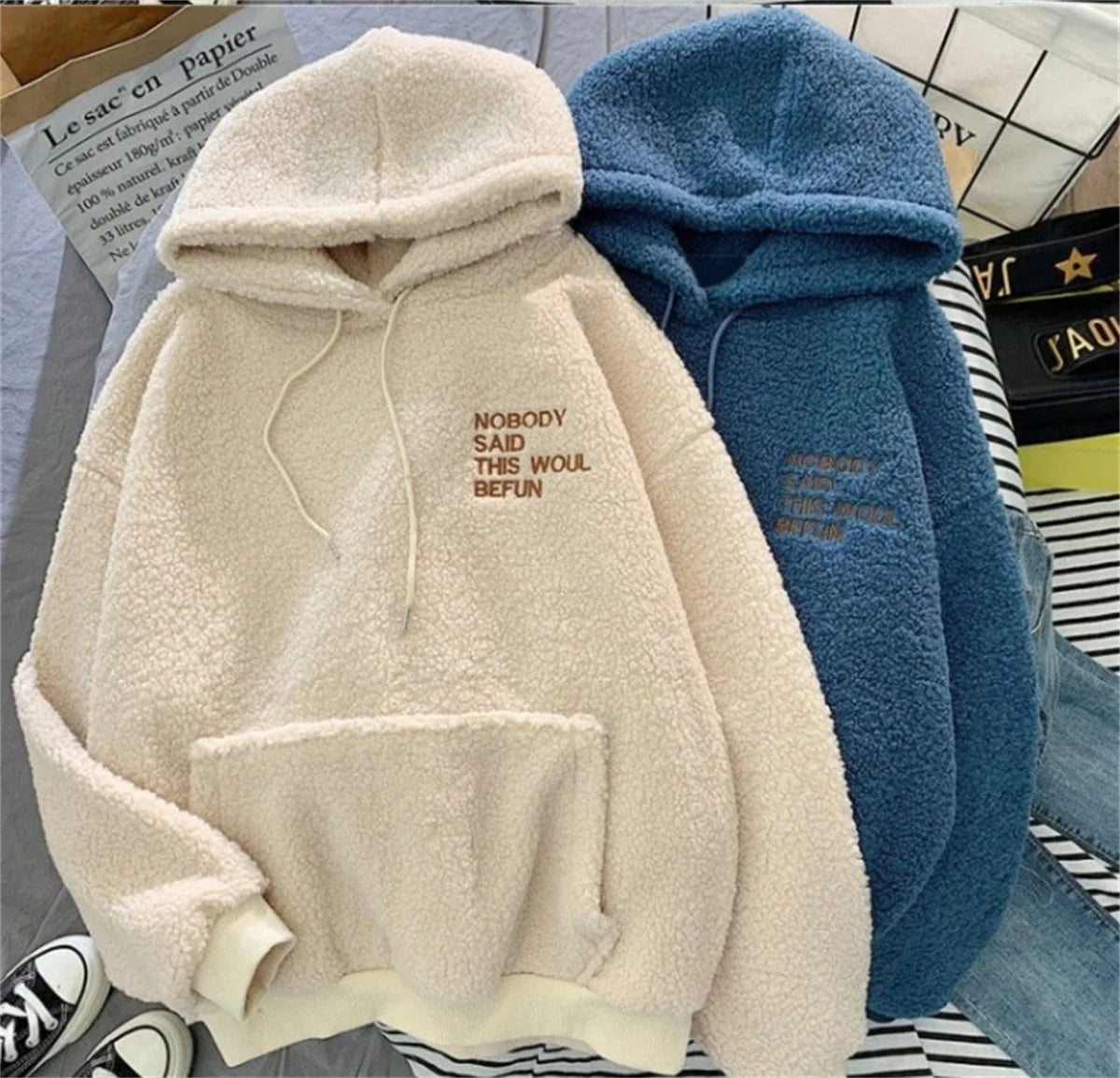 Sweat à Capuche Femme avec Lettres - Style Coréen Streetwear Automne Hiver