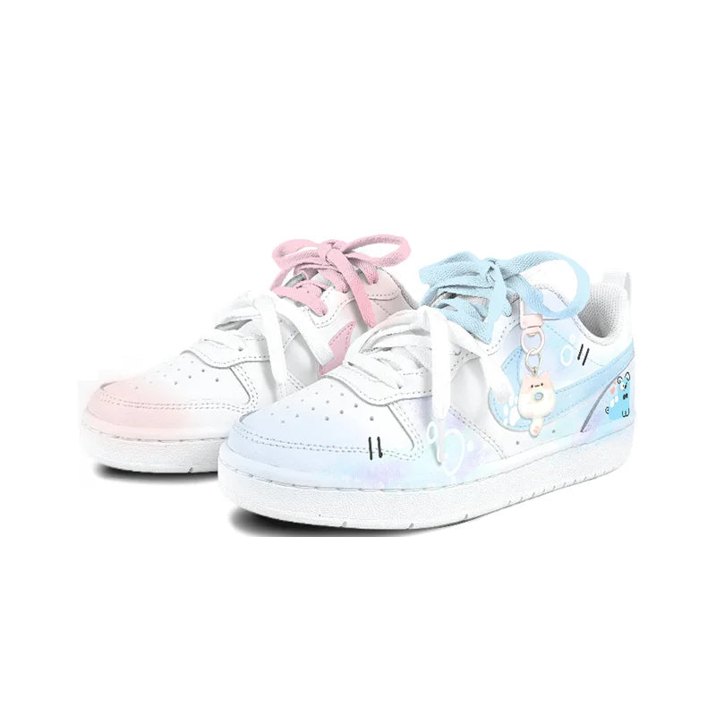 Sneakers Nike Court Borough Custom « Twin Sweet Dreams » – Style Preppy Mignon Femme