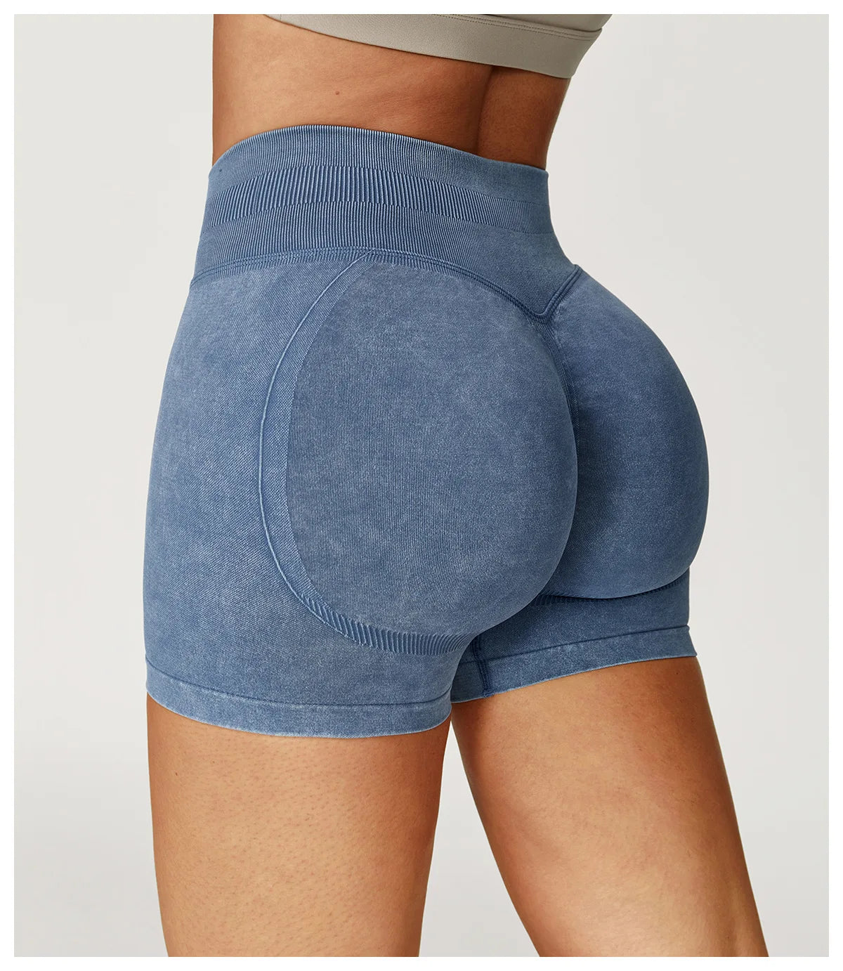 Short de Yoga Taille Haute Femme – Nylon Elasthanne, Sans Coutures, Gainant