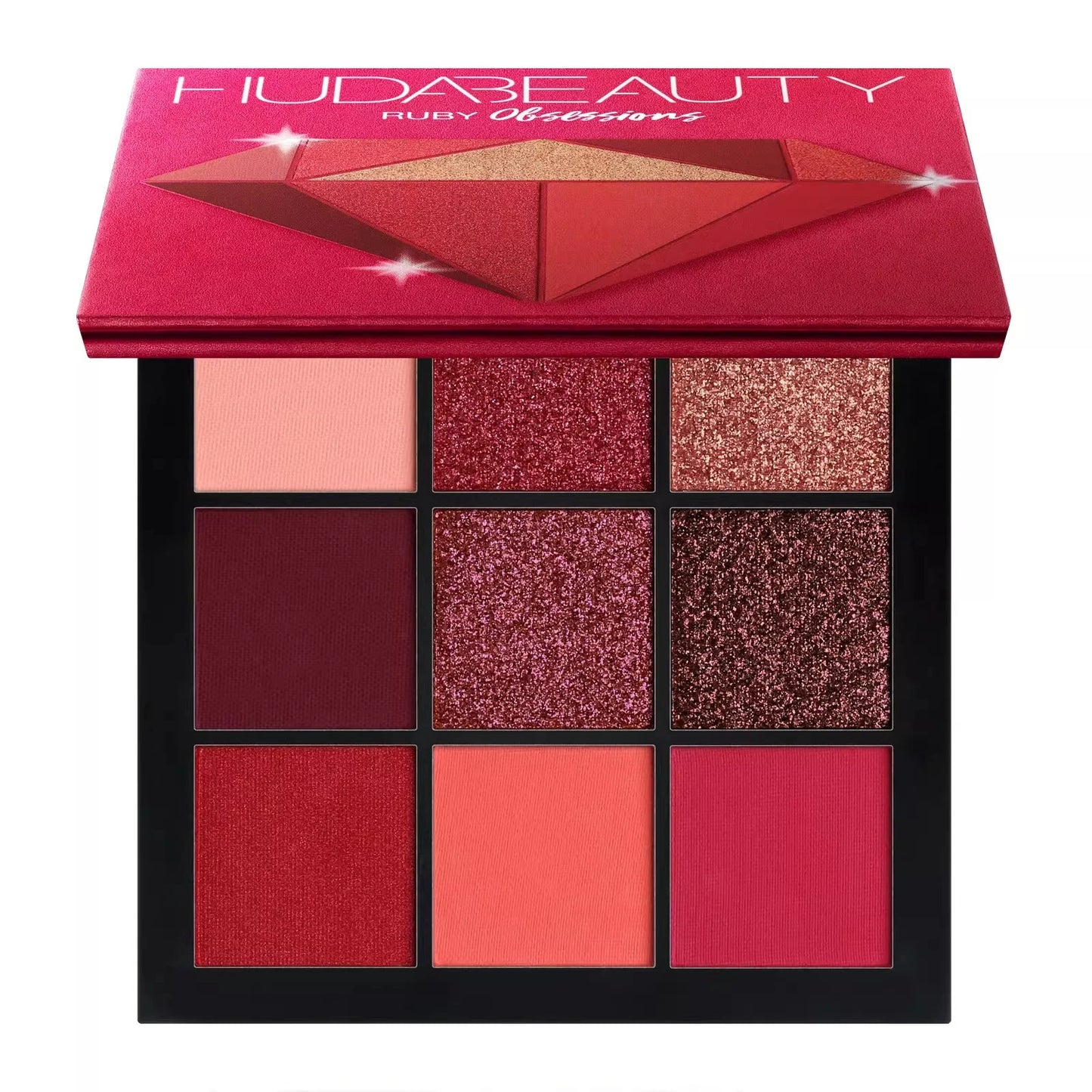 Palette Fard à Paupières 9 Couleurs Diamant Améthyste Rubis Rouge Or Mat Shimmer Paillettes Maquillage Luxe