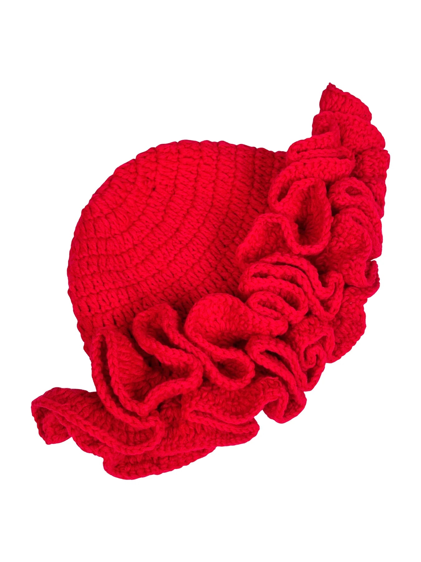 Chapeau Bob Tricoté Moelleux Femme - Bonnet Crochet Ajouré avec Volants Style Pêcheur pour Automne Hiver