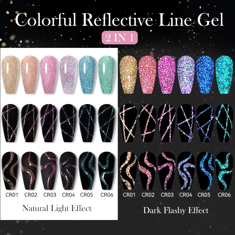 Gel Liner Paillettes Réfléchissantes LILYCUTE 5ml - Vernis Semi-Permanent French Line Nail Art