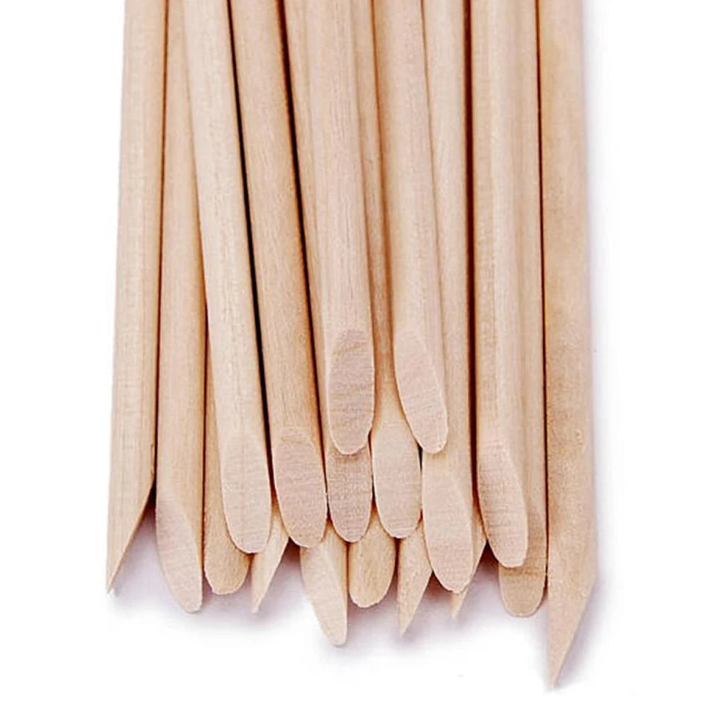 Lot 100pcs Bâtonnets Bois Orange Nail Art - Repousse Cuticules Retrait Manucure Pédicure 110mm Naturel Outil Soin Ongles