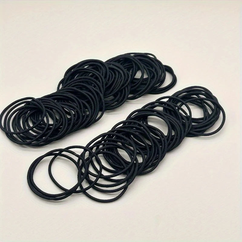Lot Élastiques Cheveux Noirs Femme Fille - Attaches Queue Cheval Couleur Unie Simples Durables Accessoires