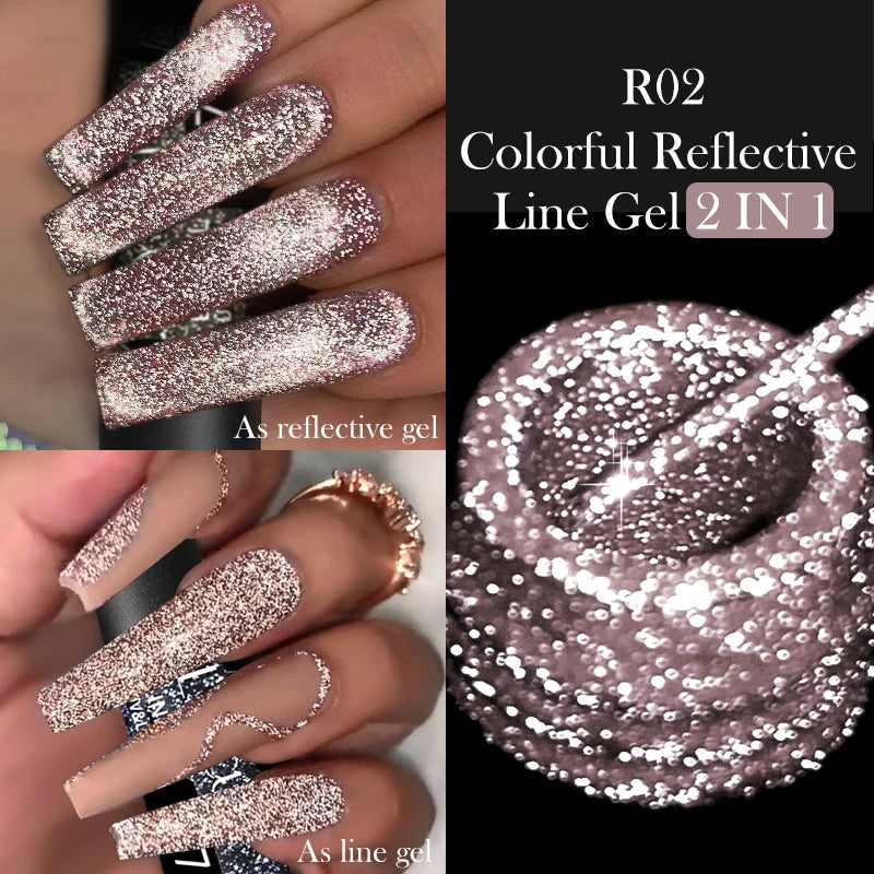 Gel Liner Paillettes Réfléchissantes LILYCUTE 5ml - Vernis Semi-Permanent French Line Nail Art