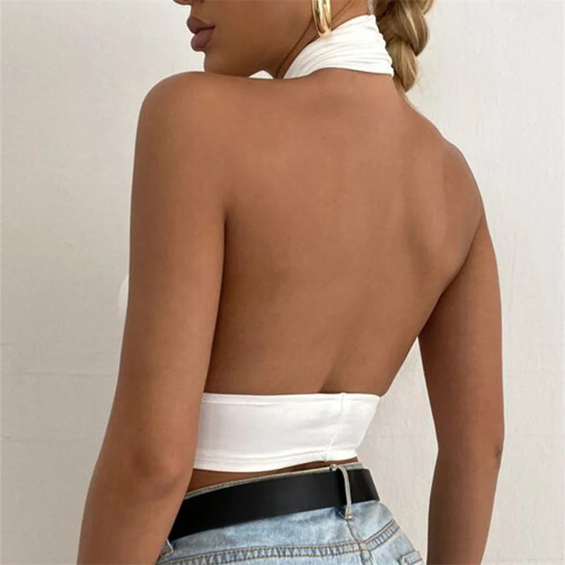 Top Halter Y2K Femme Dos Nu Été