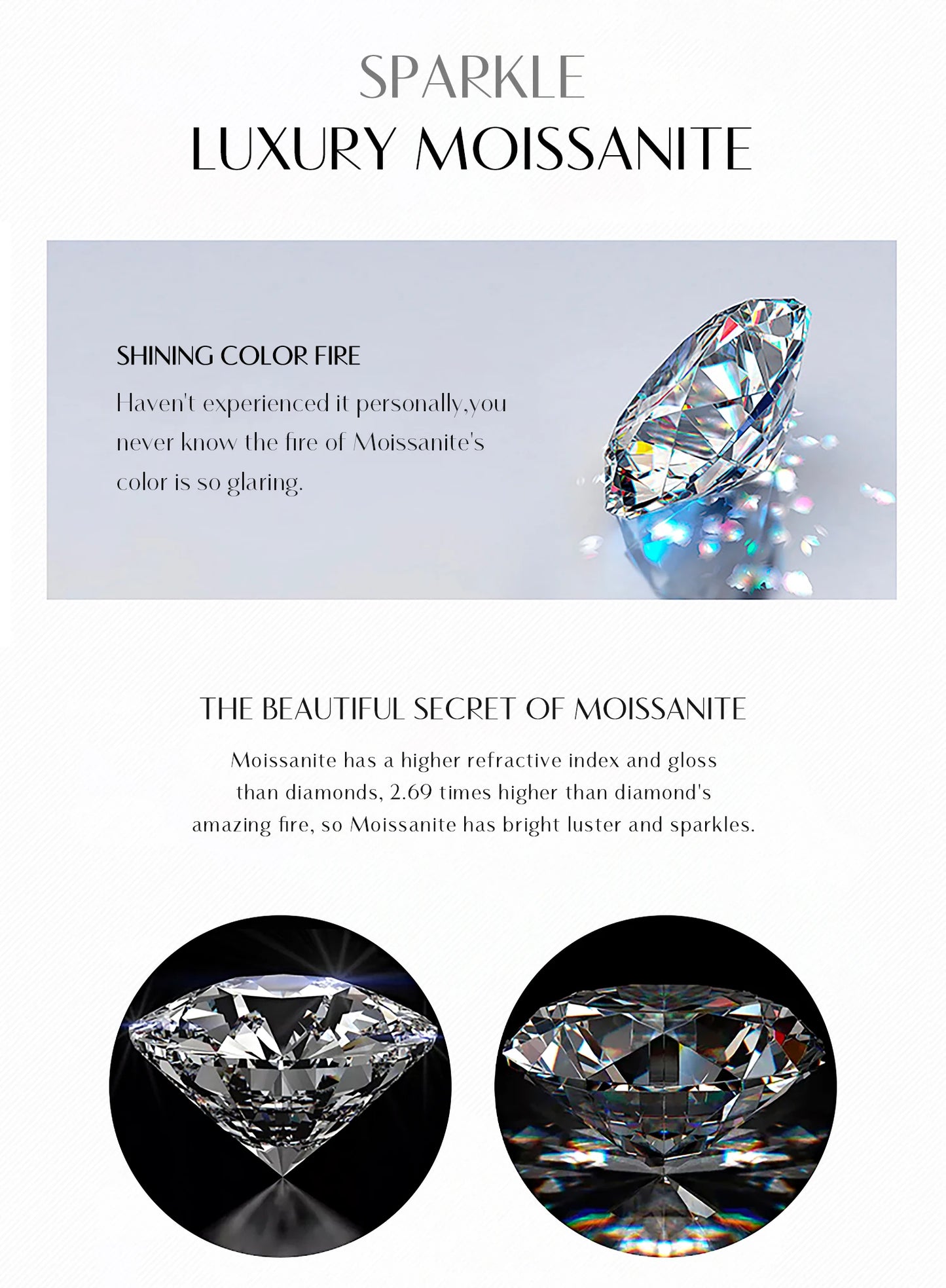 Collier Moissanite 1CT Femme - Pendentif Diamant Lab Argent 925 Mariage