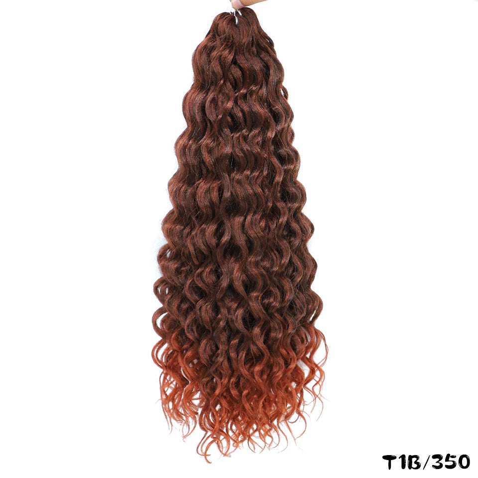 Extension Tresses Hawaii Curly Ocean Wave - Mèches Crochet Synthétiques Afro Bouclées Ombré Rose Water Wave