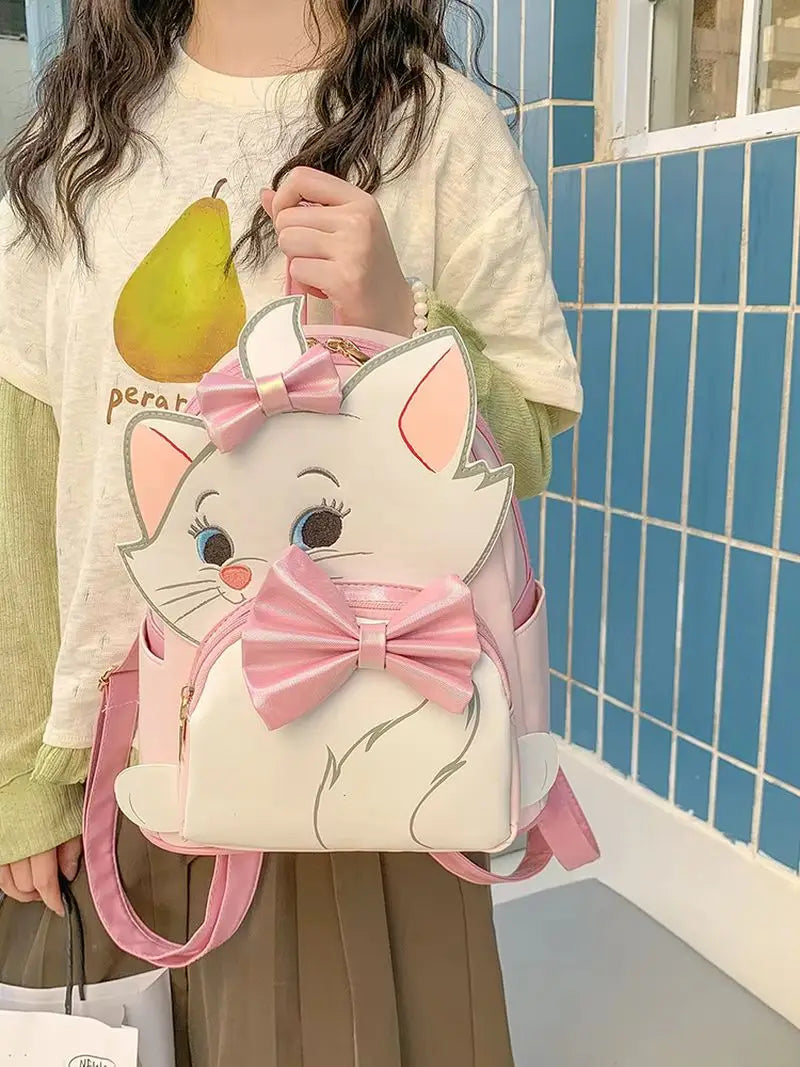 Sac à Dos Enfant Disney Marie & Stitch - Cartable PU Kawaii Fille Casual Outdoor Cadeau Épaules