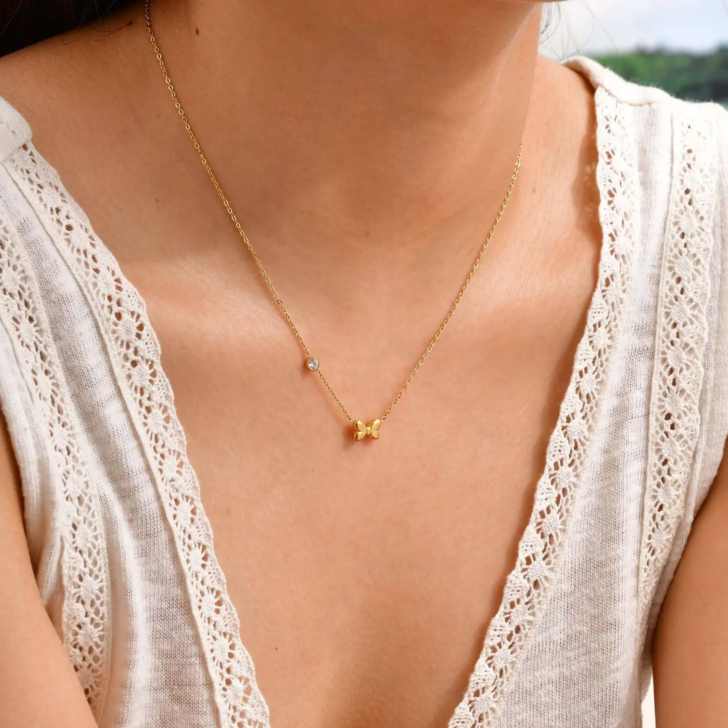 Bracelet Cheville Papillon Vnox Acier Inoxydable - Anklet Zircon Nœud Bijou Femme Fille