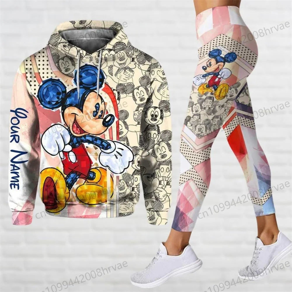 Ensemble Minnie Mouse Femme - Sweat à Capuche + Legging Yoga Disney Streetwear