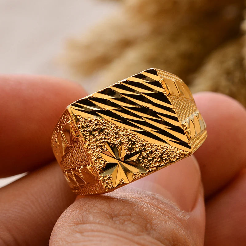 Bague Homme Couleur Or - Style Dubai Moyen-Orient