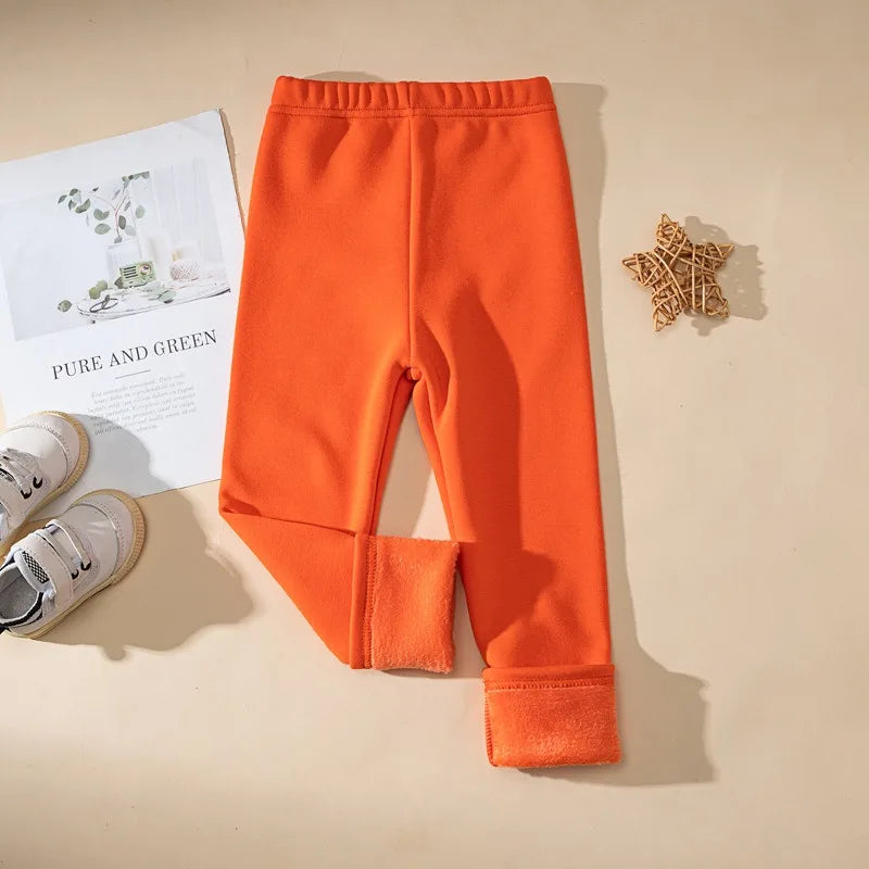Pantalon Fille Hiver Doublure Polaire - Legging Chaud Élastique Slim - Couleur Bonbon 8-9 Ans