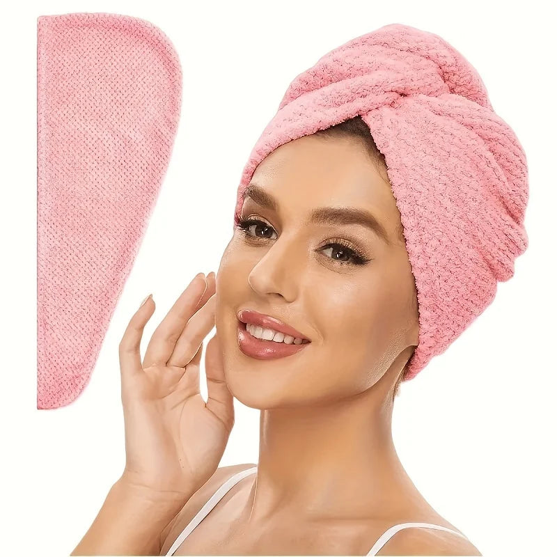 Serviette Cheveux Microfibre Turban Séchage Rapide - Ultra Absorbante Soin Doux Cheveux Frisés Abîmés Bonnet Séchoir Femme