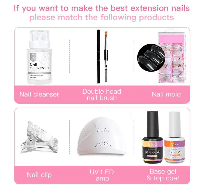 Gel Extension Ongles 15ml Poly Gel Acrylique UV LED Construction Rapide Modèle Cristal Sans Douleur Vernis Colle