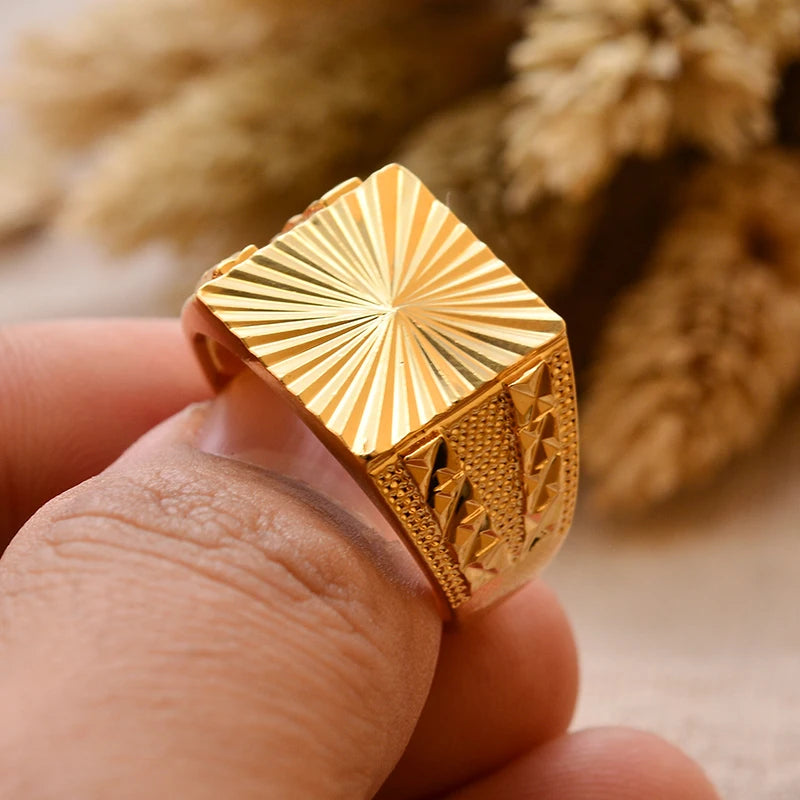 Bague Homme Couleur Or - Style Dubai Moyen-Orient