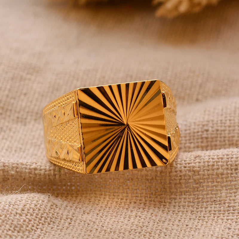 Bague Homme Couleur Or - Style Dubai Moyen-Orient