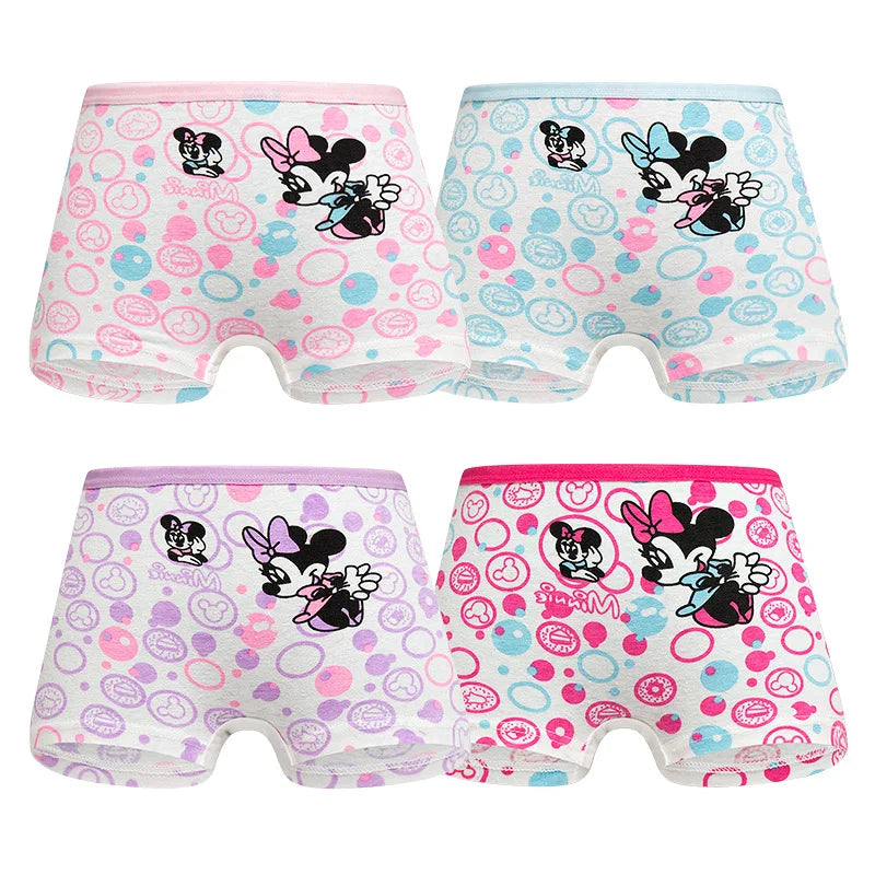 Lot 4 Culottes Fille Cartoon - Boxers Coton Imprimés Mignons 2-10 Ans