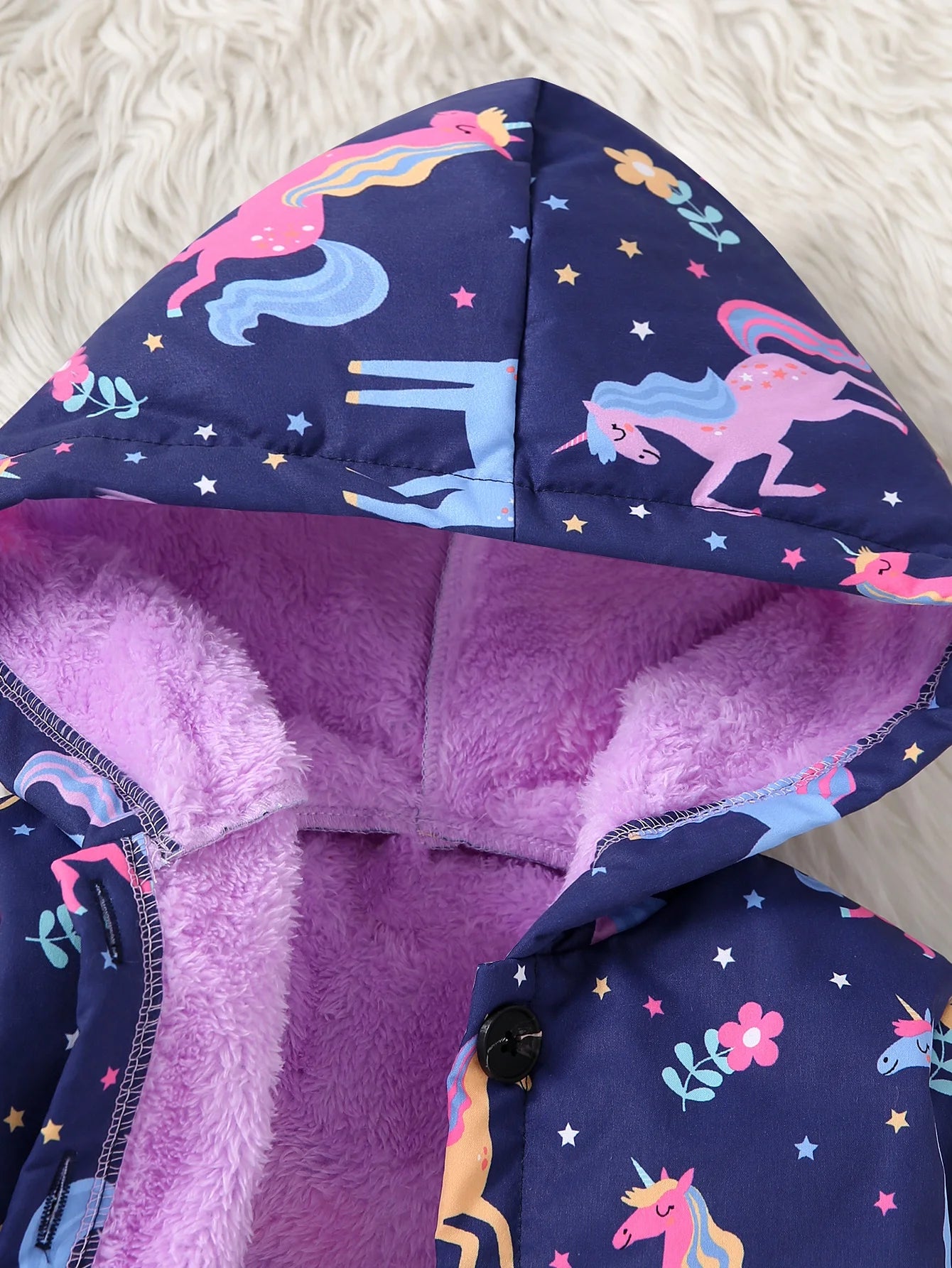 Veste Polaire Fille Imprimée - Manteau Chaud Capuche Automne Hiver