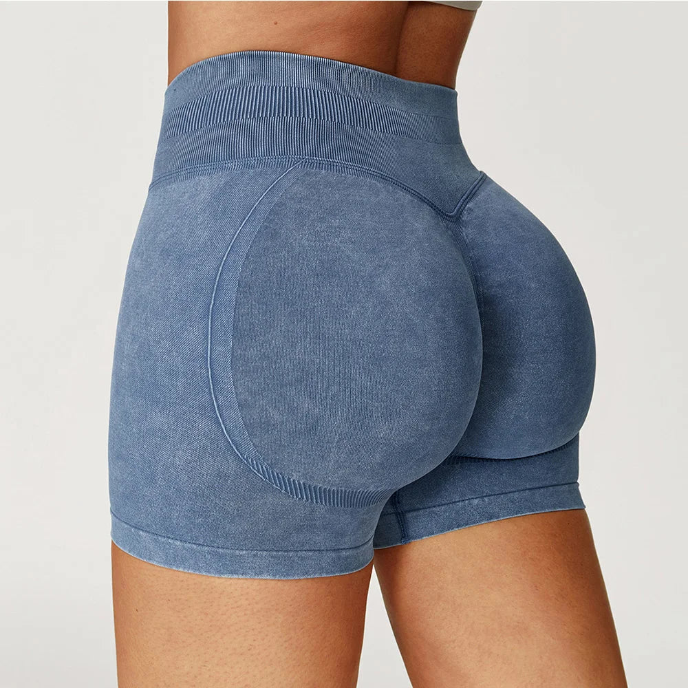 Short de Yoga Taille Haute Femme – Nylon Elasthanne, Sans Coutures, Gainant