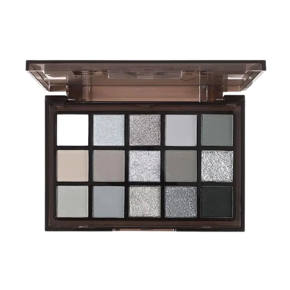 Palette Fard à Paupières 15 Couleurs Noir Gris Smokey Mat Blanc Argent Maquillage Yeux Fumé Look Gothique