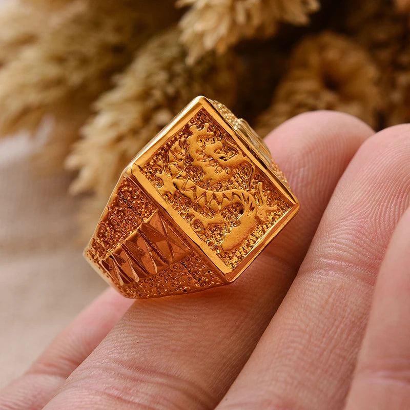 Bague Homme Couleur Or - Style Dubai Moyen-Orient