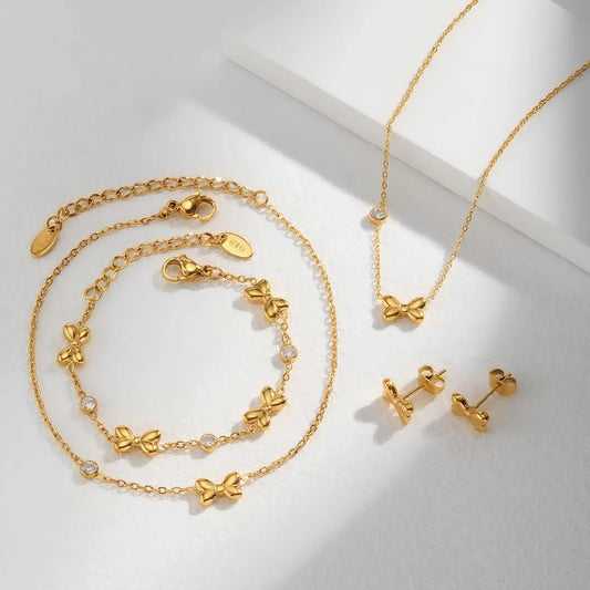 Bracelet Cheville Papillon Vnox Acier Inoxydable - Anklet Zircon Nœud Bijou Femme Fille