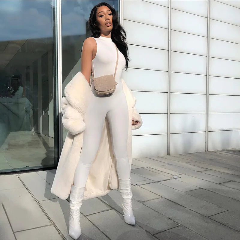 Combinaison Femme Slim Sans Manches - Jumpsuit Sport Fitness Casual Été